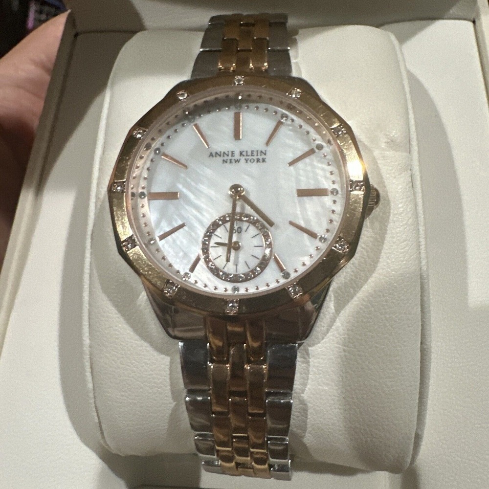 Anne Klein New York Two-Tone Swarovski Crystal Ladies Watch Slighlty Used W Box‎